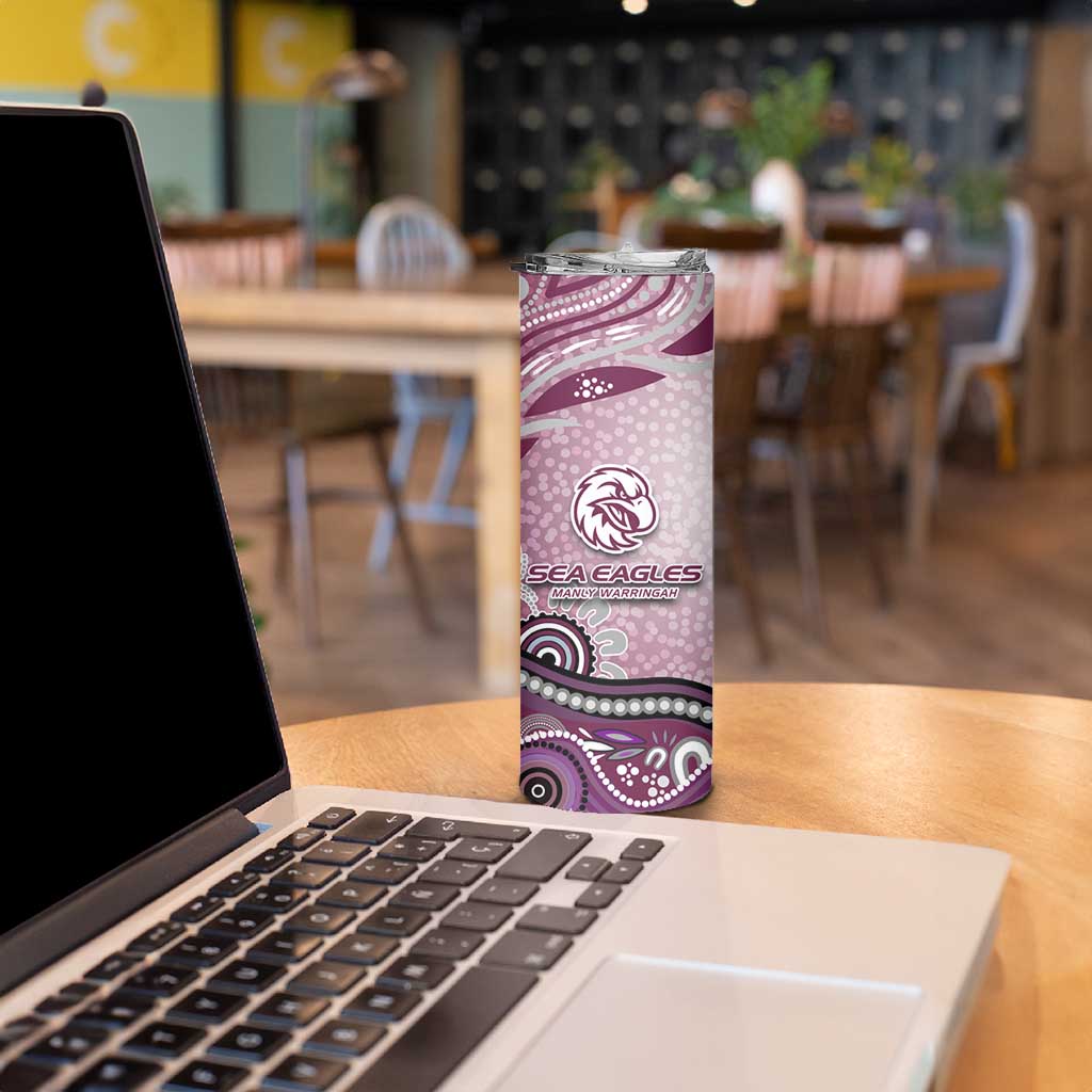Manly Warringah Sea Eagles Rugby Skinny Tumbler Australian Aboriginal Dot Painting Style