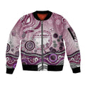 Manly Warringah Sea Eagles Rugby Sleeve Zip Bomber Jacket Australian Aboriginal Dot Painting Style