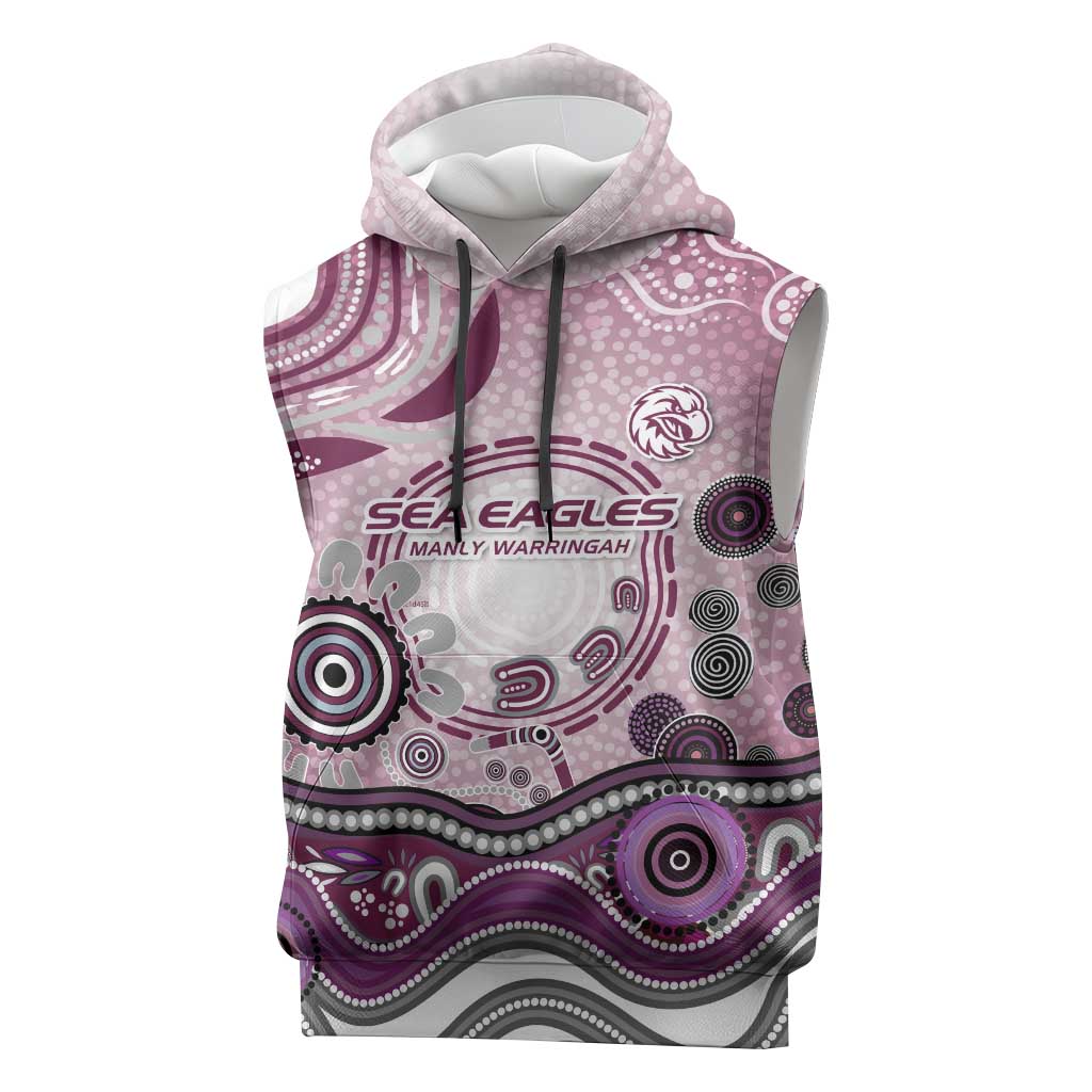 Manly Warringah Sea Eagles Rugby Sleeveless Hoodie Australian Aboriginal Dot Painting Style