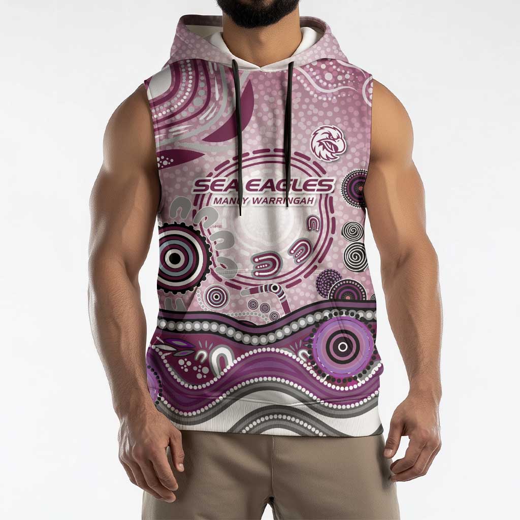 Manly Warringah Sea Eagles Rugby Sleeveless Hoodie Australian Aboriginal Dot Painting Style
