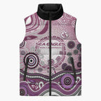 Manly Warringah Sea Eagles Rugby Sleeveless Puffer Jacket Australian Aboriginal Dot Painting Style