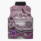 Manly Warringah Sea Eagles Rugby Sleeveless Puffer Jacket Australian Aboriginal Dot Painting Style