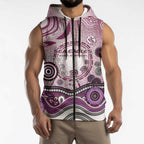 Manly Warringah Sea Eagles Rugby Sleeveless Zip Hoodie Australian Aboriginal Dot Painting Style