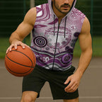 Manly Warringah Sea Eagles Rugby Sleeveless Zip Hoodie Australian Aboriginal Dot Painting Style
