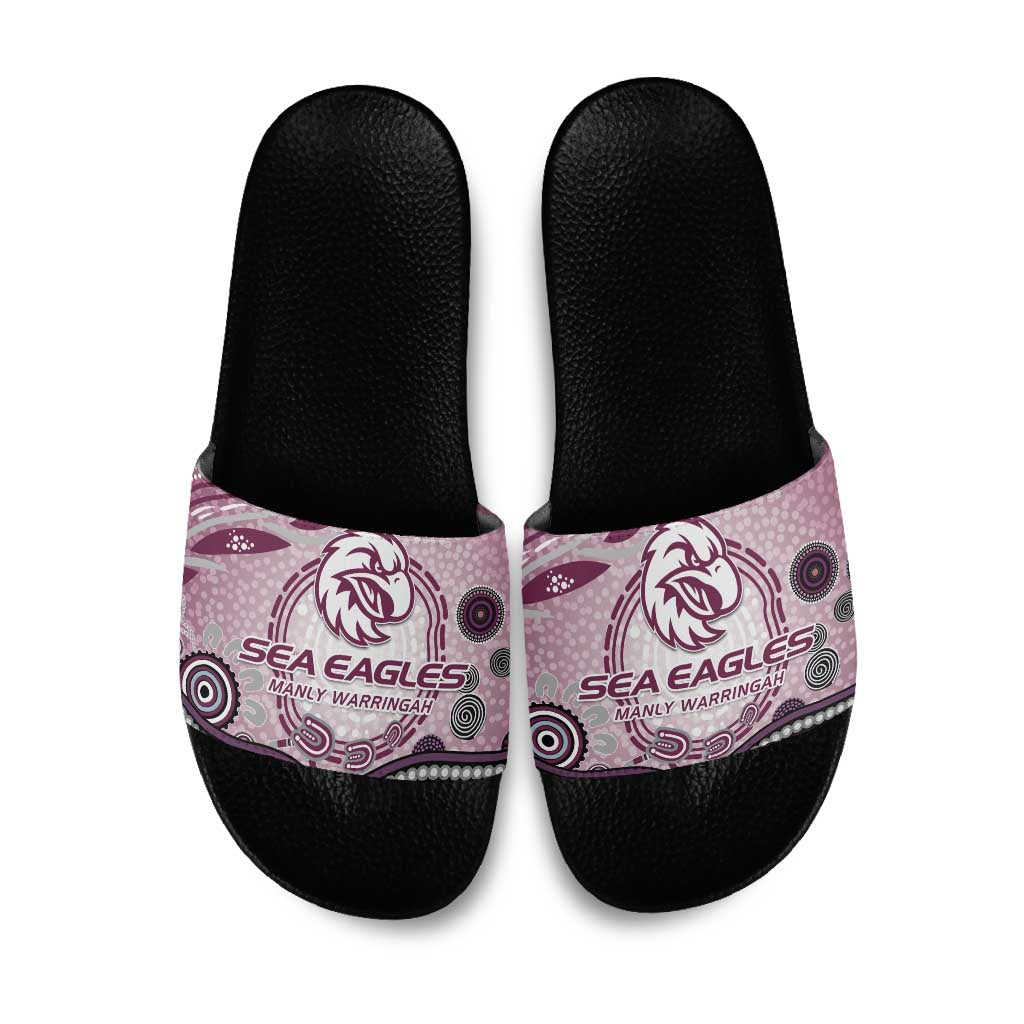 Manly Warringah Sea Eagles Rugby Slide Sandals Australian Aboriginal Dot Painting Style