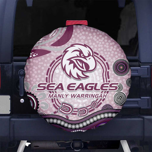 Manly Warringah Sea Eagles Rugby Spare Tire Cover Australian Aboriginal Dot Painting Style