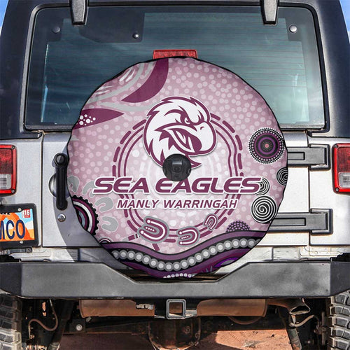 Manly Warringah Sea Eagles Rugby Spare Tire Cover Australian Aboriginal Dot Painting Style