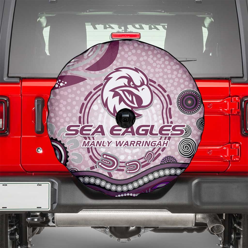 Manly Warringah Sea Eagles Rugby Spare Tire Cover Australian Aboriginal Dot Painting Style