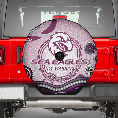 Manly Warringah Sea Eagles Rugby Spare Tire Cover Australian Aboriginal Dot Painting Style