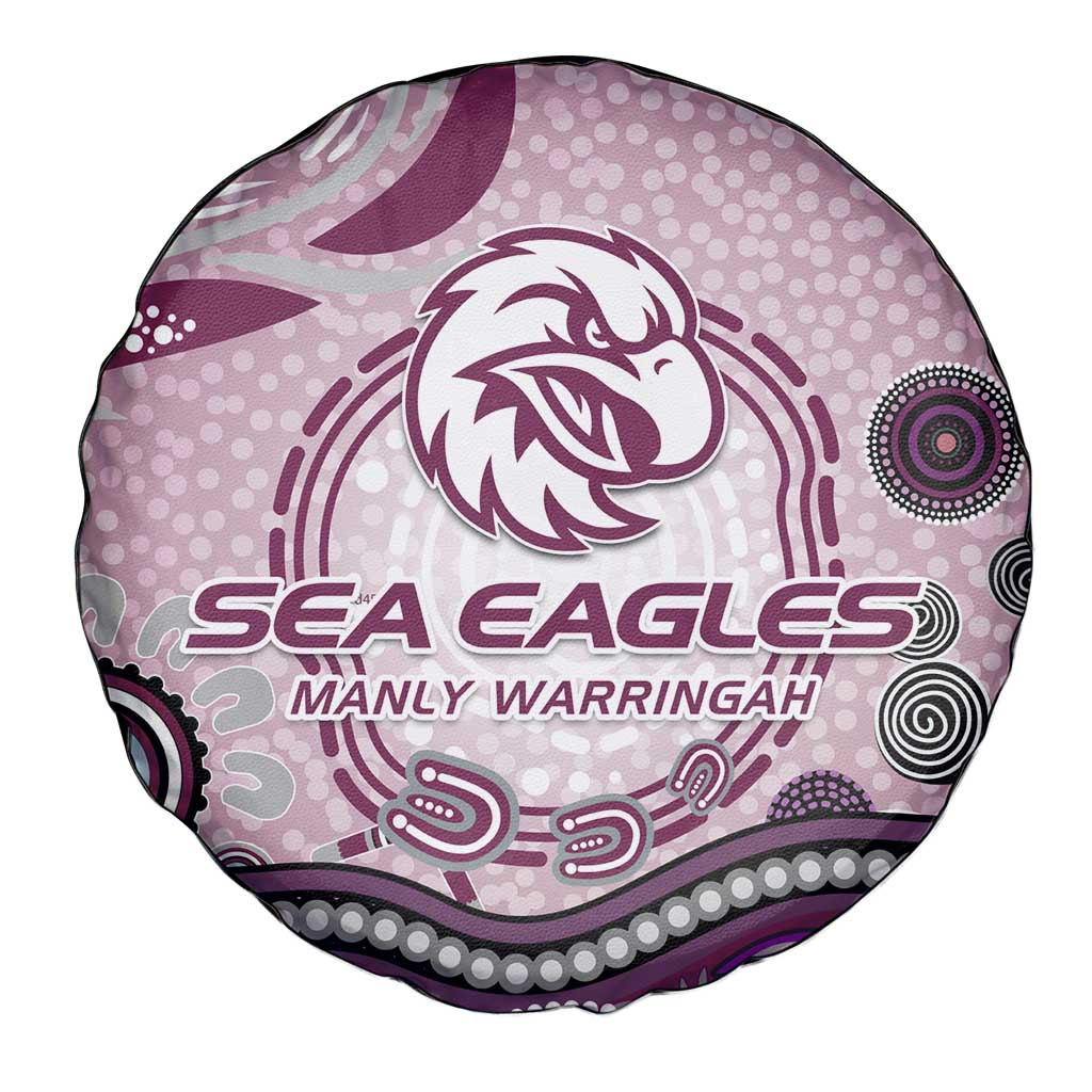 Manly Warringah Sea Eagles Rugby Spare Tire Cover Australian Aboriginal Dot Painting Style