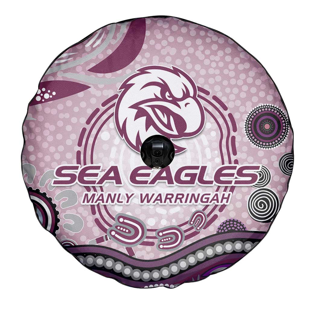 Manly Warringah Sea Eagles Rugby Spare Tire Cover Australian Aboriginal Dot Painting Style