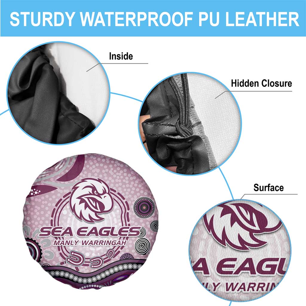 Manly Warringah Sea Eagles Rugby Spare Tire Cover Australian Aboriginal Dot Painting Style