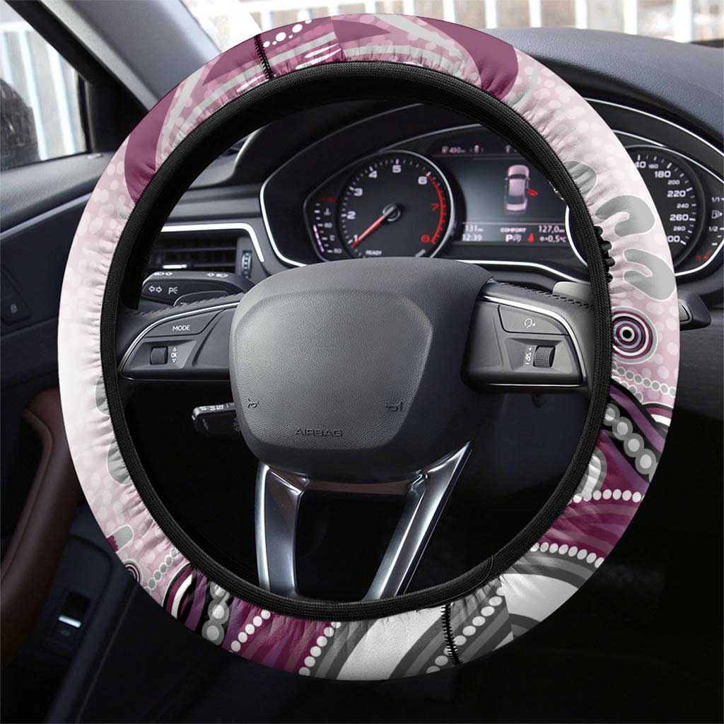 Manly Warringah Sea Eagles Rugby Steering Wheel Cover Australian Aboriginal Dot Painting Style