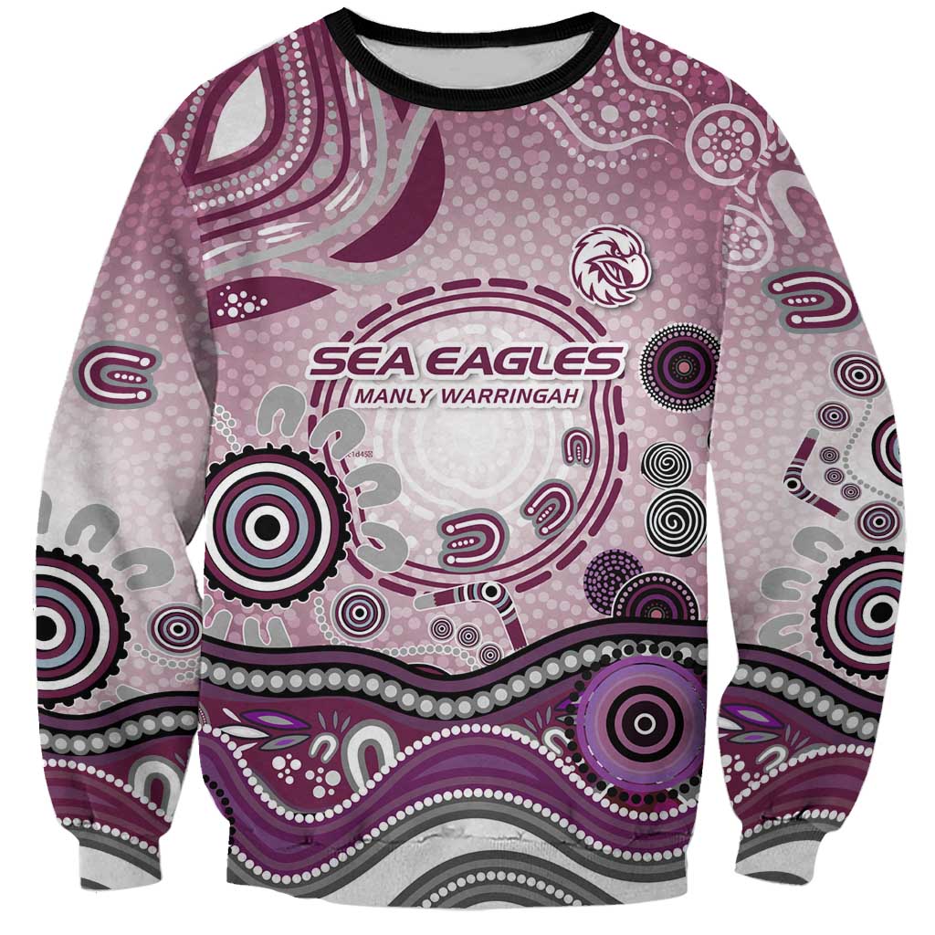 Manly Warringah Sea Eagles Rugby Sweatshirt Australian Aboriginal Dot Painting Style