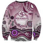 Manly Warringah Sea Eagles Rugby Sweatshirt Australian Aboriginal Dot Painting Style