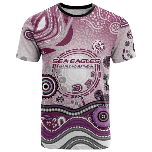 Manly Warringah Sea Eagles Rugby T Shirt Australian Aboriginal Dot Painting Style