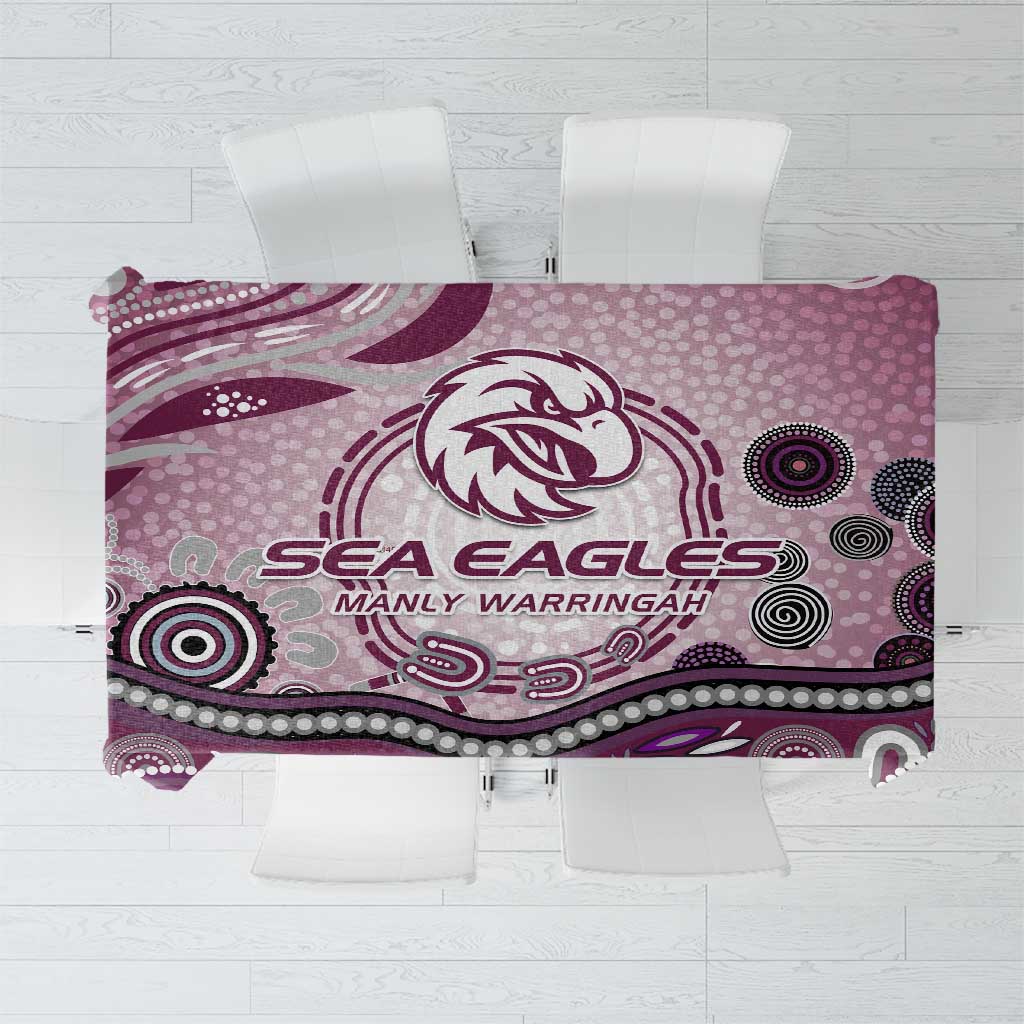 Manly Warringah Sea Eagles Rugby Tablecloth Australian Aboriginal Dot Painting Style