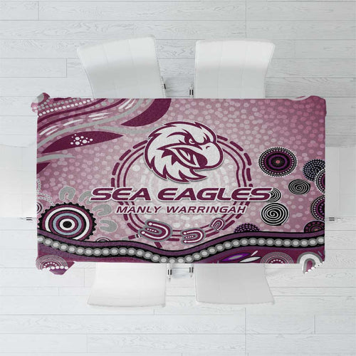 Manly Warringah Sea Eagles Rugby Tablecloth Australian Aboriginal Dot Painting Style