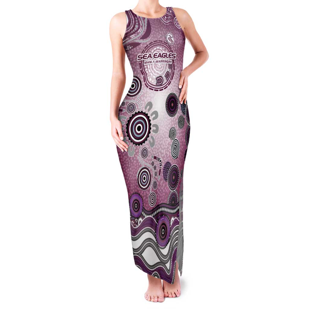 Manly Warringah Sea Eagles Rugby Tank Maxi Dress Australian Aboriginal Dot Painting Style