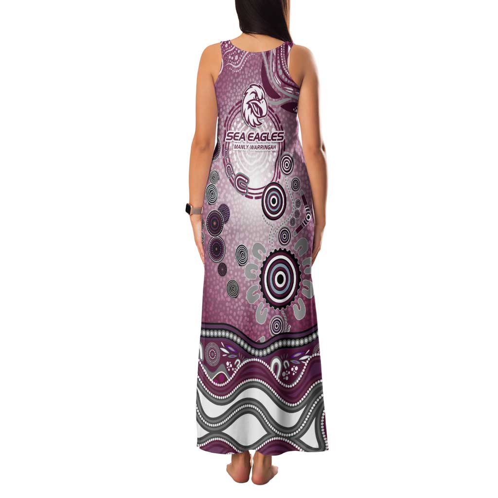 Manly Warringah Sea Eagles Rugby Tank Maxi Dress Australian Aboriginal Dot Painting Style