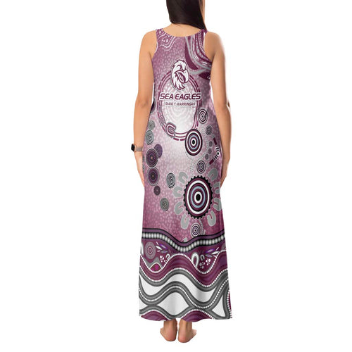 Manly Warringah Sea Eagles Rugby Tank Maxi Dress Australian Aboriginal Dot Painting Style