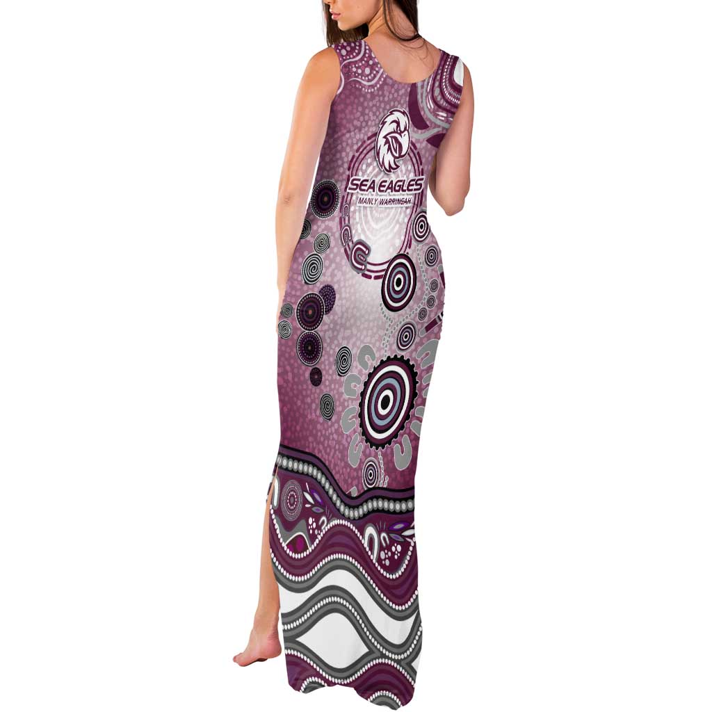 Manly Warringah Sea Eagles Rugby Tank Maxi Dress Australian Aboriginal Dot Painting Style