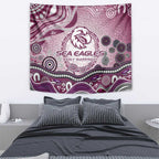 Manly Warringah Sea Eagles Rugby Tapestry Australian Aboriginal Dot Painting Style