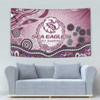 Manly Warringah Sea Eagles Rugby Tapestry Australian Aboriginal Dot Painting Style