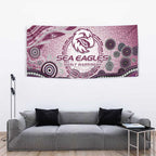 Manly Warringah Sea Eagles Rugby Tapestry Australian Aboriginal Dot Painting Style
