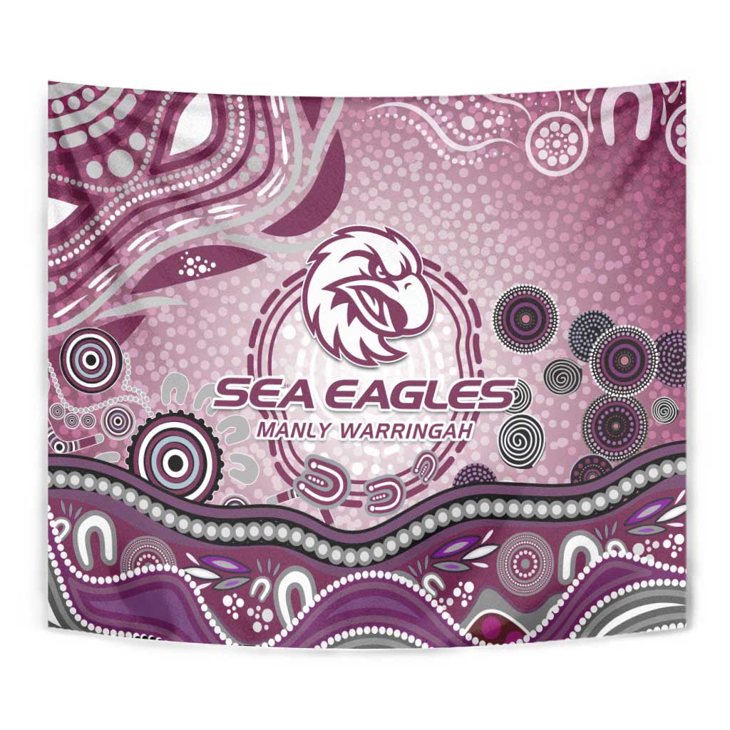 Manly Warringah Sea Eagles Rugby Tapestry Australian Aboriginal Dot Painting Style
