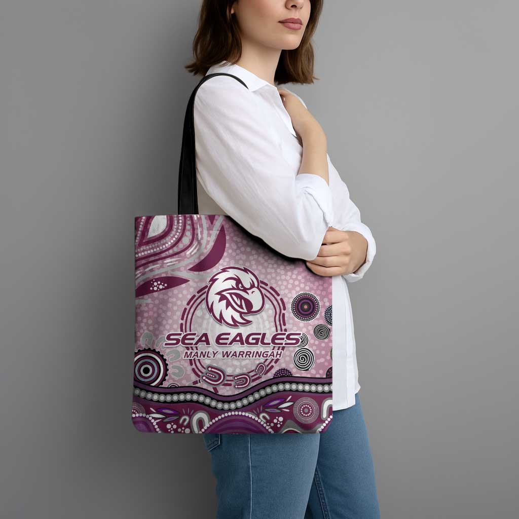 Manly Warringah Sea Eagles Rugby Tote Bag Australian Aboriginal Dot Painting Style