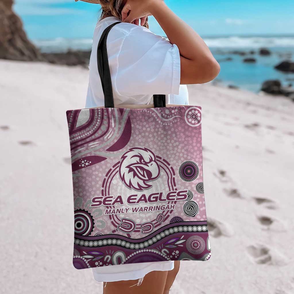 Manly Warringah Sea Eagles Rugby Tote Bag Australian Aboriginal Dot Painting Style