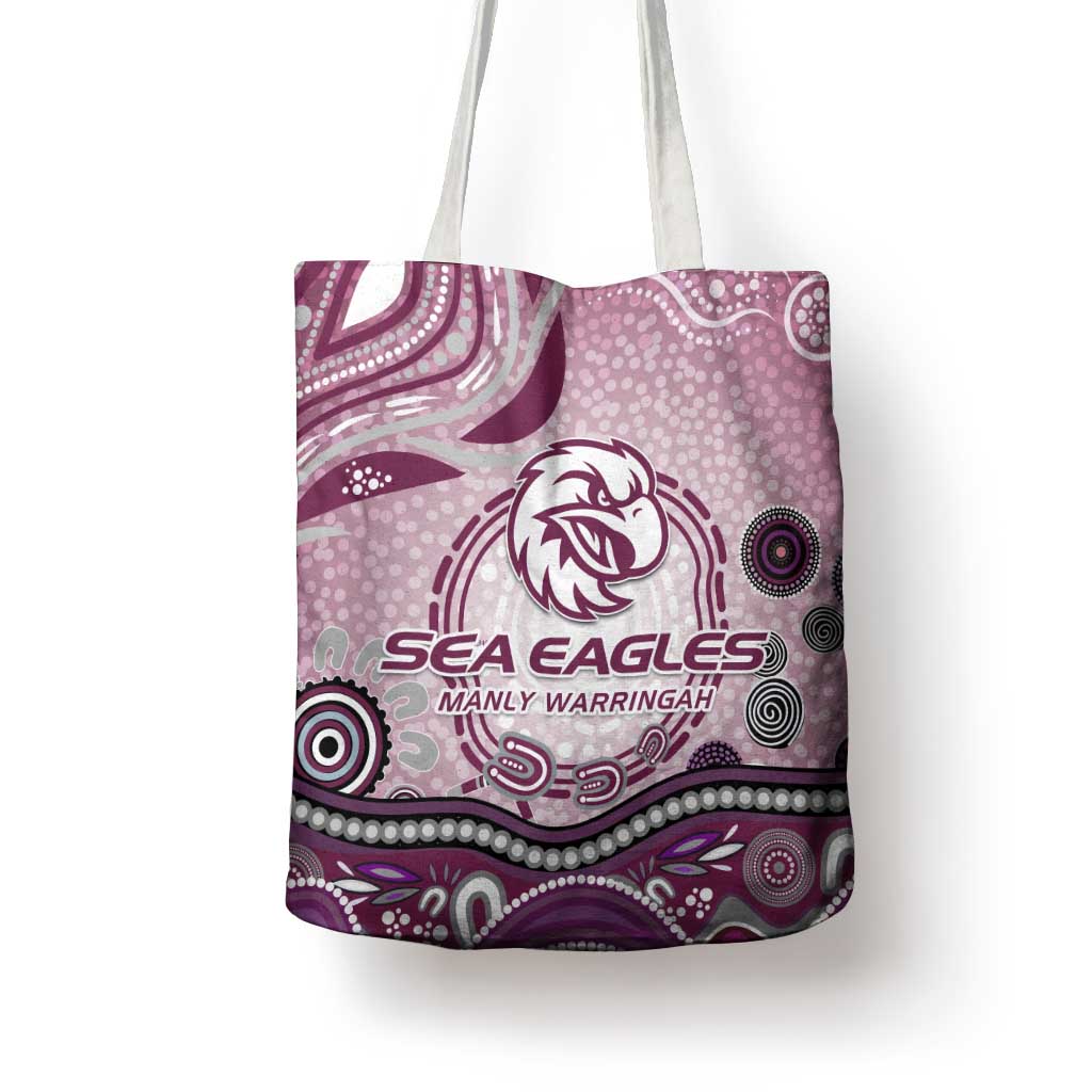 Manly Warringah Sea Eagles Rugby Tote Bag Australian Aboriginal Dot Painting Style