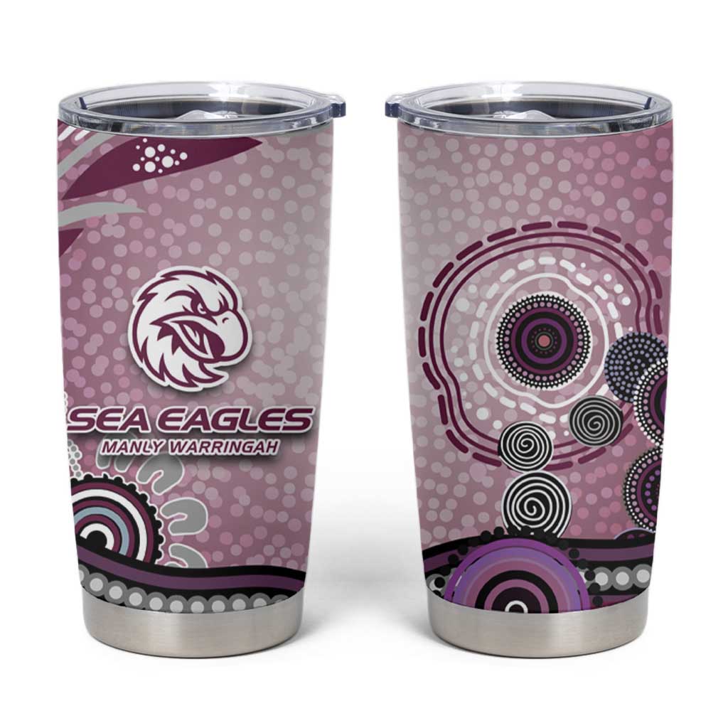 Manly Warringah Sea Eagles Rugby Tumbler Cup Australian Aboriginal Dot Painting Style