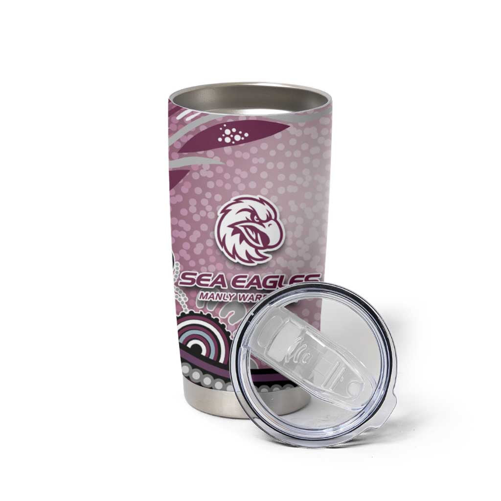 Manly Warringah Sea Eagles Rugby Tumbler Cup Australian Aboriginal Dot Painting Style