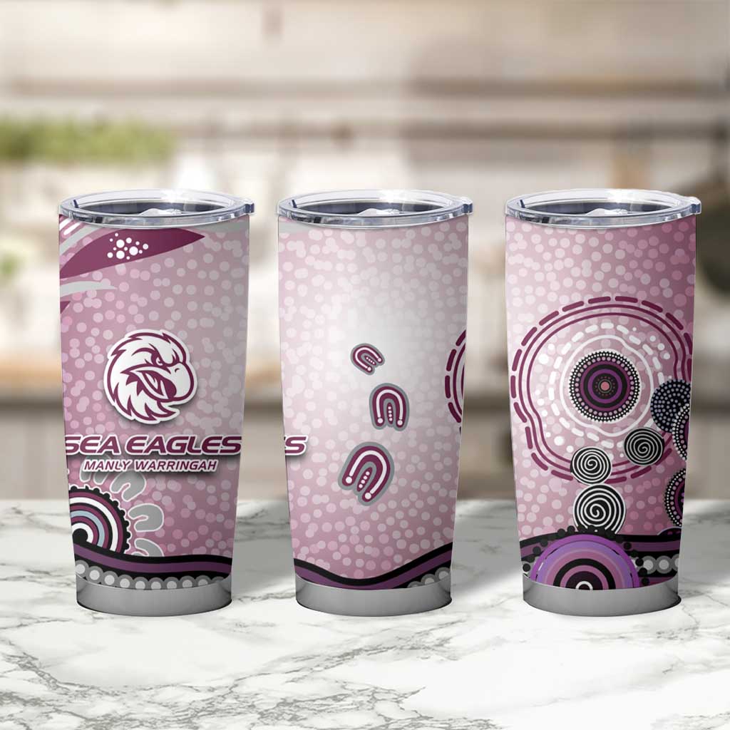 Manly Warringah Sea Eagles Rugby Tumbler Cup Australian Aboriginal Dot Painting Style