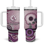 Manly Warringah Sea Eagles Rugby Tumbler With Handle Australian Aboriginal Dot Painting Style