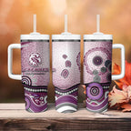 Manly Warringah Sea Eagles Rugby Tumbler With Handle Australian Aboriginal Dot Painting Style