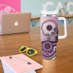 Manly Warringah Sea Eagles Rugby Tumbler With Handle Australian Aboriginal Dot Painting Style