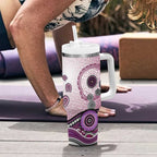Manly Warringah Sea Eagles Rugby Tumbler With Handle Australian Aboriginal Dot Painting Style