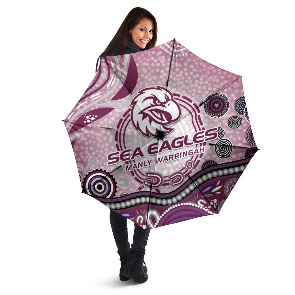 Manly Warringah Sea Eagles Rugby Umbrella Australian Aboriginal Dot Painting Style