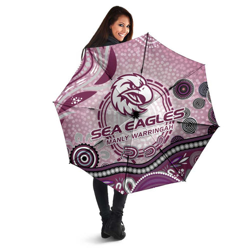 Manly Warringah Sea Eagles Rugby Umbrella Australian Aboriginal Dot Painting Style