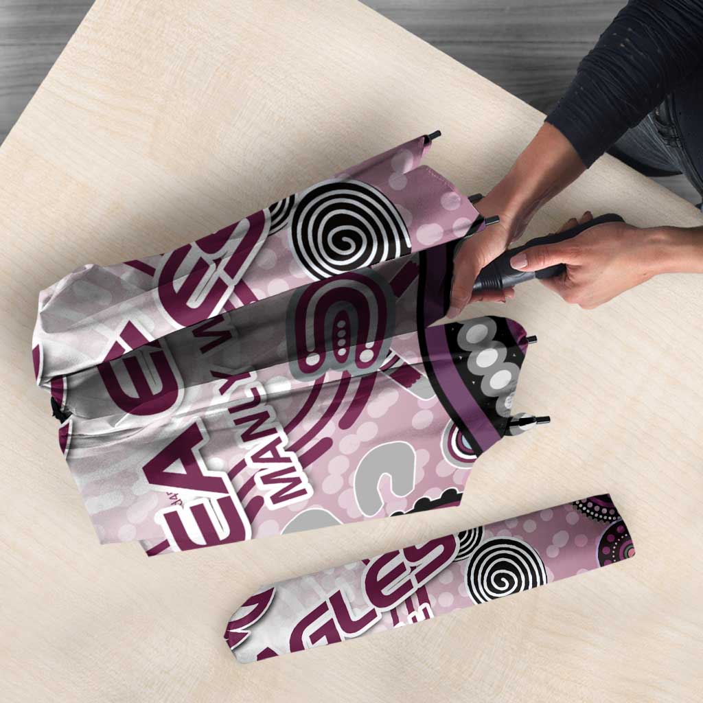 Manly Warringah Sea Eagles Rugby Umbrella Australian Aboriginal Dot Painting Style
