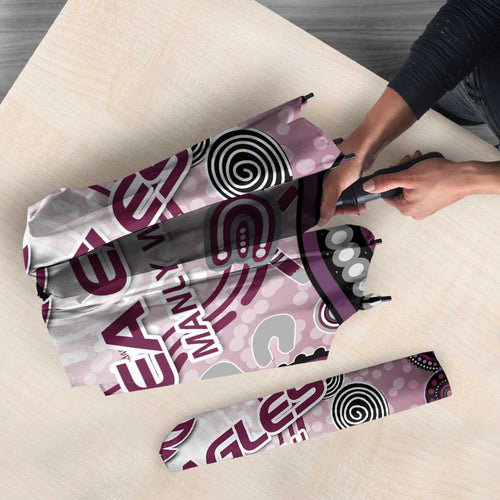 Manly Warringah Sea Eagles Rugby Umbrella Australian Aboriginal Dot Painting Style