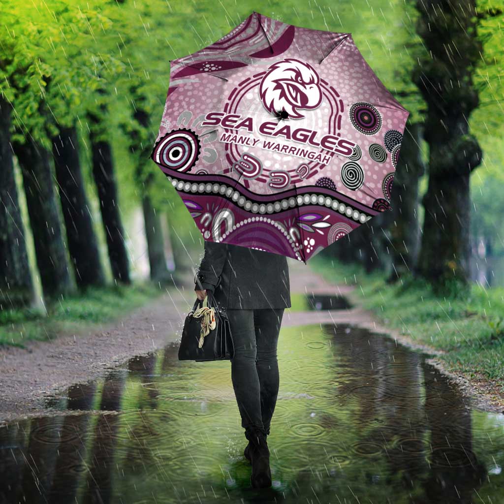 Manly Warringah Sea Eagles Rugby Umbrella Australian Aboriginal Dot Painting Style