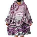 Manly Warringah Sea Eagles Rugby Wearable Blanket Hoodie Australian Aboriginal Dot Painting Style