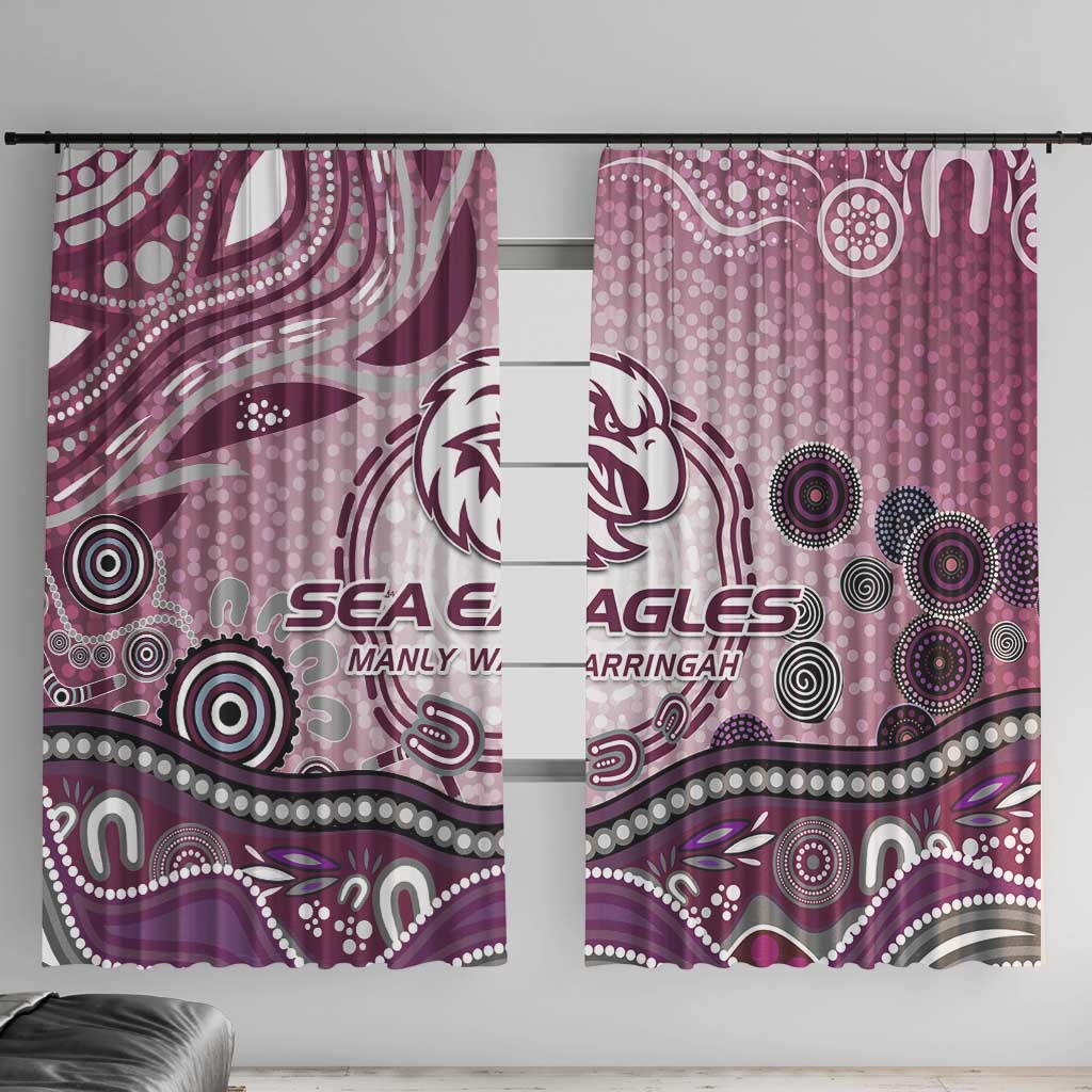 Manly Warringah Sea Eagles Rugby Window Curtain Australian Aboriginal Dot Painting Style