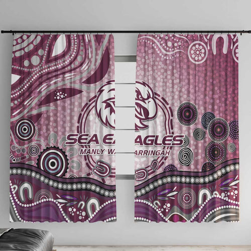 Manly Warringah Sea Eagles Rugby Window Curtain Australian Aboriginal Dot Painting Style