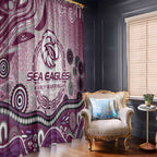 Manly Warringah Sea Eagles Rugby Window Curtain Australian Aboriginal Dot Painting Style