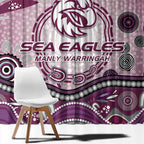 Manly Warringah Sea Eagles Rugby Window Curtain Australian Aboriginal Dot Painting Style